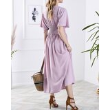 Resti Pink women's long dress with envelope neckline - Clothing | Shoptok.si