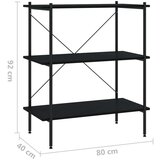 vidaXL 3-nadstropni regal s policami črn 80x40x92 cm | Shoptok.si