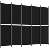 Sobna pregrada s 5 panela crna 250x200 cm od tkanine | Eponuda.ba