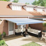  Skrovita tenda Plava i bijela 500 × 300 cm Poliester i aluminij | shoptok.hr