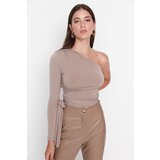 Trendyol Mink Single Sleeve Tie Detailed Fitted Knitted Blouse Cijene