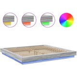  Okvir za krevet s LED svjetlima boja hrasta 200 x 200 cm drveni | shoptok.hr