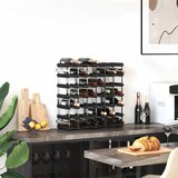  Stalak za vino za 42 boce crni od masivne borovine | shoptok.hr