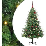 vidaXL Umjetna predsvetljena božićna jelka s kompletom kroglica Zelena | Shoptok.si