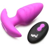 Rotating & Vibrating Silicone Butt Plug with Remote Purple