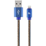 Gembird CC USB2J AMLM 1M BL Premium jeans denim 8 pin cable with metal connectors, 1m, blue | Eponuda.com