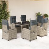 The Living Store Vrtna jedilna garnitura 7-delna z blazinami siv poli ratan - Vrtna Jedilna Garnitura, (21464084) | Shoptok.si