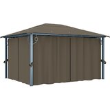  Sjenica sa zastorima i LED svjetlima 400 x 300 cm smeđe-siva | shoptok.hr