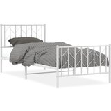  The Living Store Kovinski posteljni okvir z vzglavjem in vznožjem bel 90x190 cm - Posteljni Okvir, (21524402) | Shoptok.si