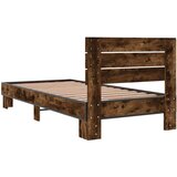 vidaXL Posteljni okvir dimljeni hrast 100x200 cm inž. les in kovina, (21142771) | Shoptok.si