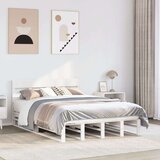 vidaXL Posteljni okvir brez vzmetnice bel 135x190 cm trdna borovina | Shoptok.si