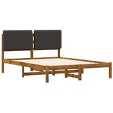  Krevetni okvir s tapiciranim uzglavljem Prirodna i tamnosiva - Prirodna i tamnosiva 150 x 200 cm | shoptok.hr