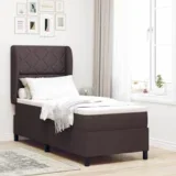 Box Spring postelja z vzmetnico - Temno rjava, 80x200 cm, Tkanina, (22052388)
