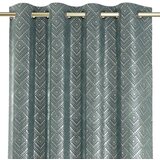 AmeliaHome Curtain CASPE color mint printed style glamor silver eyelets blackout suede shine 140x250 | shoptok.hr