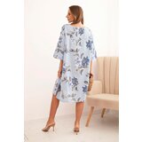 Kesi Włoski Women's cotton dress with a floral pattern and 3/4 sleeves blue | shoptok.hr