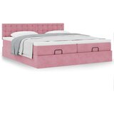 vidaXL Otomanski posteljni okvir z vzmetnicami roza 180x200cm žamet, (21611412) | Shoptok.si
