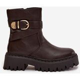 Boto Insulated Women's Boots with Gold Buckle Chocolate Elanore | Shoptok.si