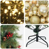  Umjetno božićno drvce s kuglicom 150 cm 150 LED lampica - 150 cm s LED žaruljama i zlatnim kuglicama | shoptok.hr