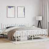 Metalni okvir kreveta uzglavlje i podnožje bijeli 193x203 cm | shoptok.hr
