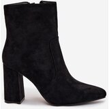Boto Insulated women's ankle boots with heel made of eco suede black Pralina | Shoptok.si