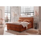 MID.YOU POSTELJA Z VZMETNICO 160 cm x 200 cm , tekstil, leseni material barve konjaka | Shoptok.si