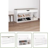 The Living Store Klop za čevlje z blazino bela 104x30x49 cm inženirski les - Klop Za Čevlje, (21744406) Cene