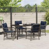  Vrtni set za objed s jastukom 5 pcs Siva i crna Ratan | shoptok.hr
