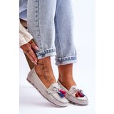 Boto Suede Loafers With Bow And Fringes Gray Dorine | Shoptok.si