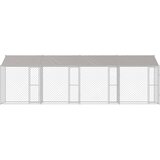  Kavez za psa s krovom Srebrno 800 x 200 x 256 cm Čelik i PE | shoptok.hr