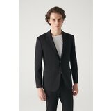 Avva Men's Black Knitted Flexible Unlined Slim Fit Slim Fit Jacket cene