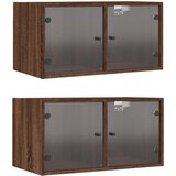  Zidni ormarići staklena vrata 2 kom boja hrasta 68,5x37x35 cm | Eponuda.ba