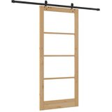  Klizna vrata Prirodna 93 x 211 cm Masivna borovina i staklo | shoptok.hr
