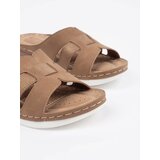 Shelvt Comfortable low-heeled wedge flip-flops beige | Shoptok.si