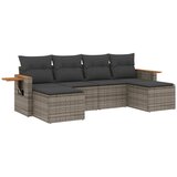  The Living Store Vrtna sedežna garnitura 6-delna z blazinami siv poli ratan - Vrtna Sedežna Garniture, (21443692) | Shoptok.si