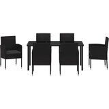  Vrtni set za objed s jastukom 7 pcs Crna poliratan | shoptok.hr