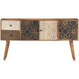vidaXL Komoda s potiskanim vzorcem 130x30x70 cm trden mangov les | Shoptok.si