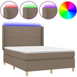  Box spring postelja z vzmetnico LED taupe 140x200 cm blago, (20724973) | Shoptok.si