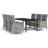  7-dijelni vrtni blagovaonski set s jastucima sivo-crni | shoptok.hr