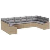 vidaXL vrtni kavčni set set 10 siva, naravna ratan, poliestrer, (22064916) | Shoptok.si