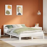 vidaXL Posteljni okvir brez vzmetnice bel 160x200 cm trdna borovina Cene