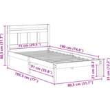  Konstrukcija postelje Rjava 75 x 190 cm Masivno borovo les, (5000127700) | Shoptok.si