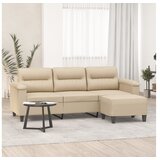 vidaXL Trosjed s tabureom krem 180 cm od mikrovlakana | shoptok.hr