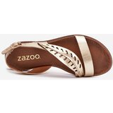 Boto Ladies leather sandals on flat heel Zazoo 3688 gold | ePonuda.com