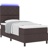 vidaXL Boks vzmetnica z vzmetnico & LED Temno rjav 100x200 cm Tkanina, (22083232) | Shoptok.si