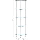 Police s 5 razina prozirne 30 x 30 x 130 cm od kaljenog stakla | shoptok.hr