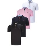 Dewberry QUAD SET T8582 MENS T-SHIRT-BLACK-WHITE-NAVY BLUE-PINK | shoptok.hr