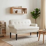 vidaXL Ljubavni kauč s gumbima Krem 120 x 66 x 78 cm Baršun | shoptok.hr