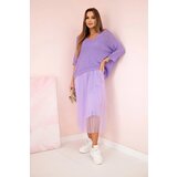 Kesi Włoski Pleated dress with an openwork sweater violet