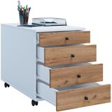 MID.YOU Predalnik Na Kolescih Lona Maxi, Bela, Barva Hrasta | Shoptok.si