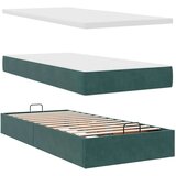 vidaXL Otomanski posteljni okvir z vzmetnico zelen 90x200 cm žamet | Shoptok.si
